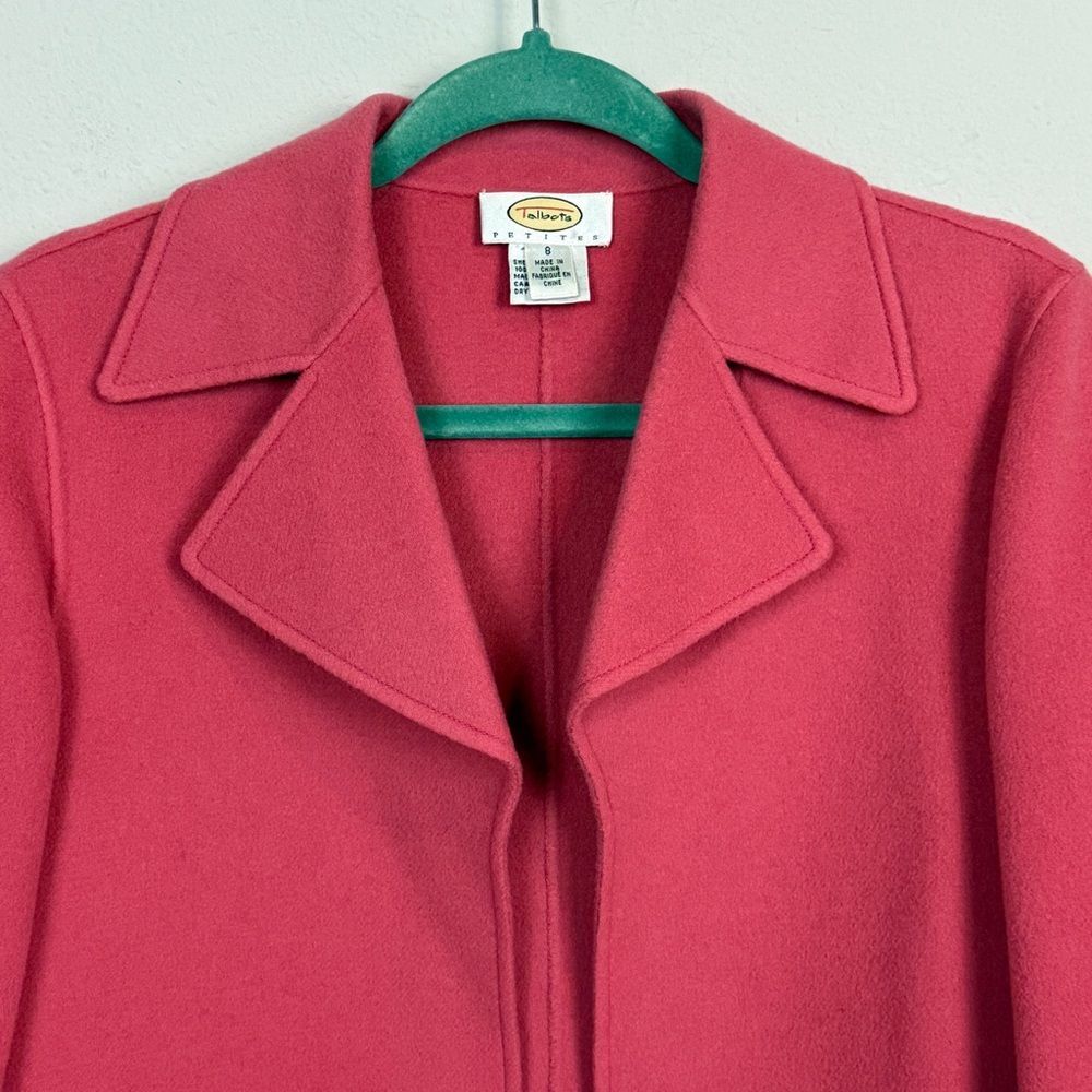 Talbots Pink Wool Knit Open Front Blazer Jacket 8P - Picture 2 of 9